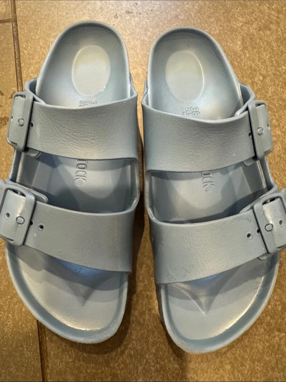 Birkenstock Blue-gray Two-Strap Arizona stealth EVA Sandals